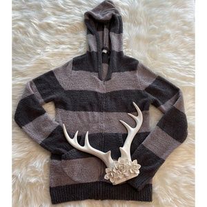 Hello Nite! Womens Gray Zip Up Long Sleeve Comfy Cozy Hoodie Sweater Size Small